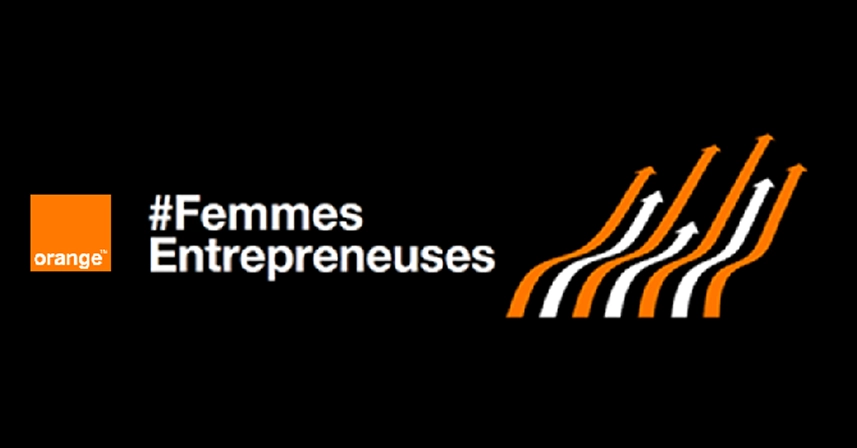 althenas-rejoint-le-programme-femmes-entrepreneuses-d-orange-althenas Bannière du programme Femmes Entrepreneuses d'Orange sur fond noir avec logo Orange et flèches de croissance.