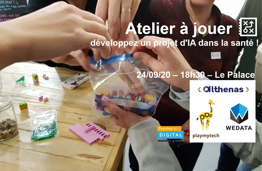 Atelier à jouer IA dans la santé avec manipulation de briques LEGO au Palace le 24/09/20 pour Nantes Digital Week.