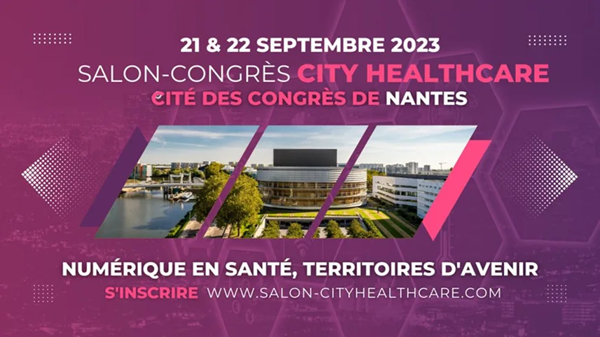 Visuel du salon City Healthcare 2023 à Nantes abordant la réglementation IA et l'anatomo-pathologie.